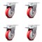 Service Caster 5 Inch Red Polyurethane Swivel Top Plate Caster Set with Total Lock Brake SCC SCC-TTL20S514-PPUB-RED-4 - alternate 1